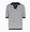 Armani Exchange Short-sleeved Knitted Polo In Melange Cotton In Gray