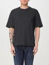 Armani Exchange Long Sleeve T-shirt With Logo Prints In Black