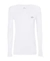 Armani Exchange T-shirt With Round Neck And Long Sleeves In White