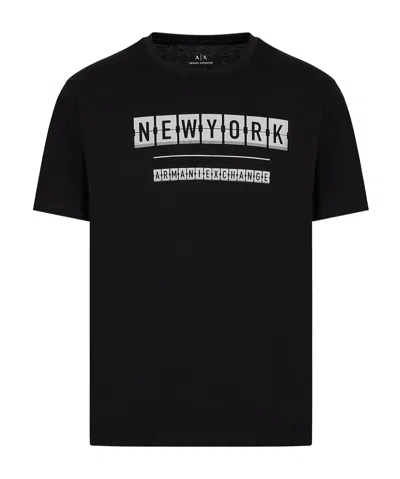Armani Exchange T-shirt With Round Neck And Short Sleeves In Black