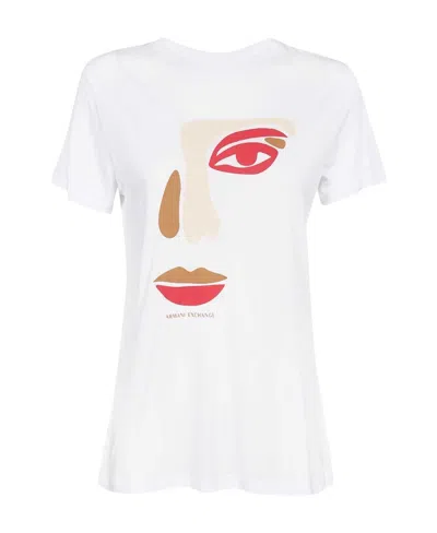 Armani Exchange T-shirt With Round Neck And Short Sleeves In White