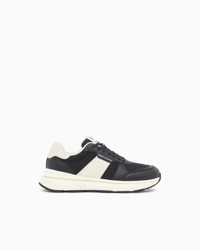 Armani Exchange Logo-print Panelled Sneakers In Black