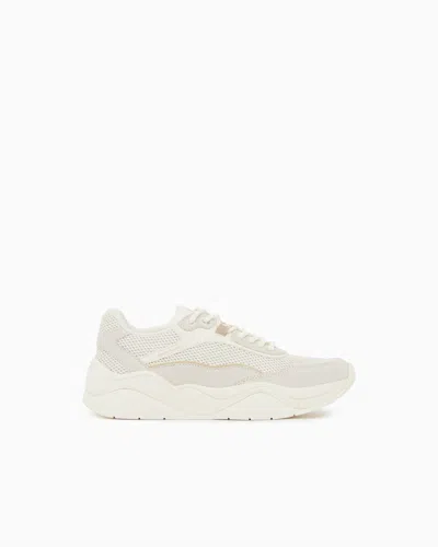 Armani Exchange Technical Fabric Sneakers In White