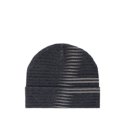 Armani Exchange Textured Beanie In Blue