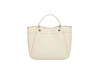 Armani Exchange Textured Beige Shopper Bag With Dual Handles In White