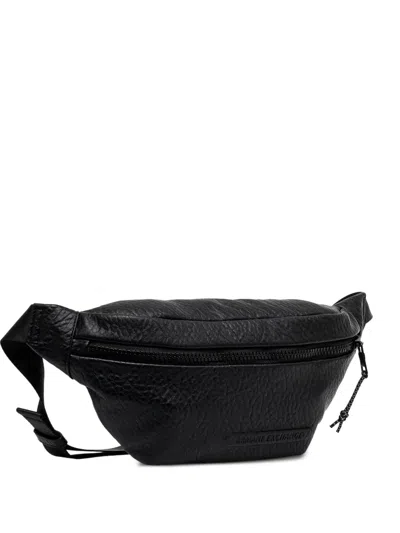 Armani Exchange Textured Belt Bag In Black