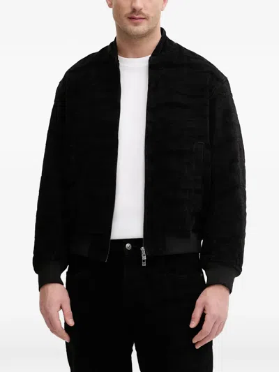 Armani Exchange Textured Bomber Jacket In Black