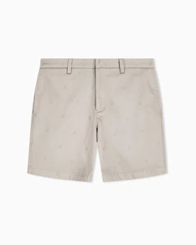Armani Exchange Textured Cotton Jacquard Bermuda Shorts In Multi