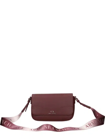 Armani Exchange Textured Flap Shoulder Bag In Red