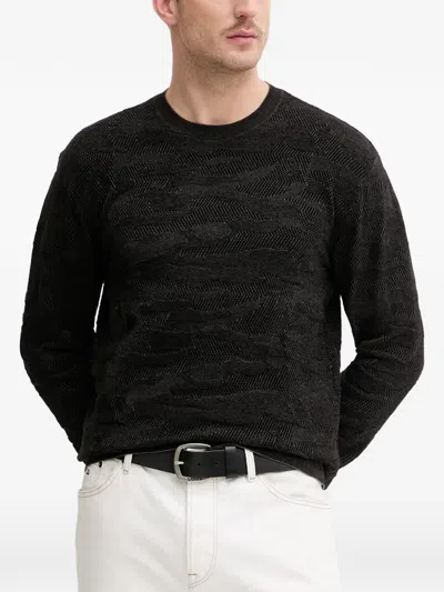 Armani Exchange Textured Knit Sweater In Black