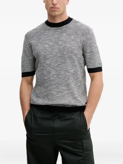 Armani Exchange Strukturiertes Strick-t-shirt In Gray