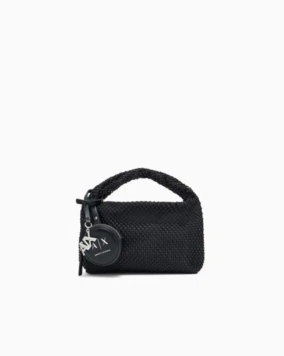 Armani Exchange Textured Mini Crossbody Bag In Black