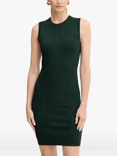 Armani Exchange Textured Sleeveless Dress In Green