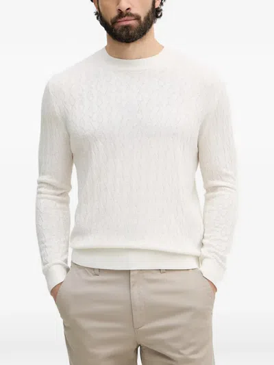 Armani Exchange Textured-knit Sweater In White