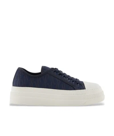 Armani Exchange Thick-soled Low-top Casual Shoes In Navy Blue