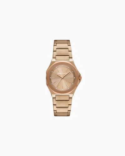 Armani Exchange Three-hand Gold-tone Stainless Steel Watch In Multicoloured