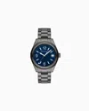 Armani Exchange Three-hand Black Stainless Steel Watch In Multicoloured