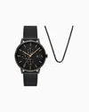 Armani Exchange Three-hand Black  Watch And Bracelet Set In Multicoloured