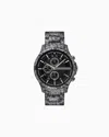 Armani Exchange Three-hand Date Black Stainless Steel Watch In Multicoloured
