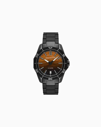 Armani Exchange Three-hand Date Black Silicone Watch In Multicoloured