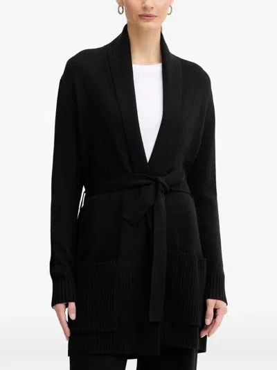 Armani Exchange Tie-belt Cardi Coat In Black