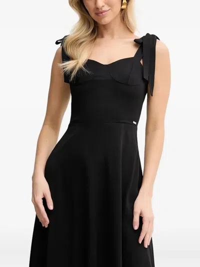 Armani Exchange Tie-strap Midi Dress In Black
