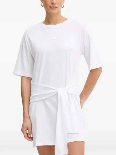 Armani Exchange Tie-waist Mini Dress In White