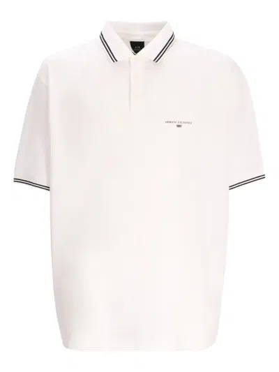 Armani Exchange Tipped-collar Polo Shirt In White