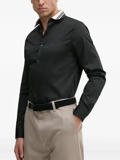Armani Exchange Tipped-collar Shirt In Black