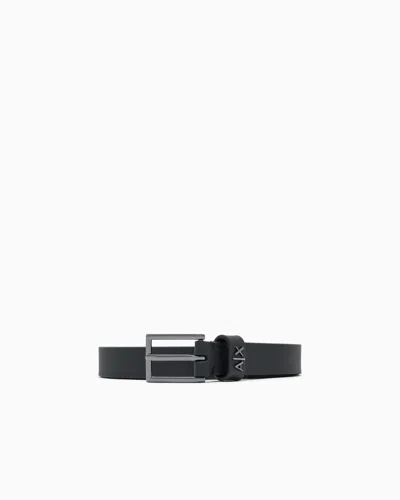 Armani Exchange Tongue Belt In Coated Fabric In Black