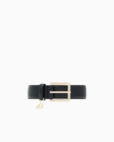 Armani Exchange Tongue Belt Regular Fit In Coated Fabric In Black