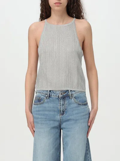 Armani Exchange Knitted Tops In Silver