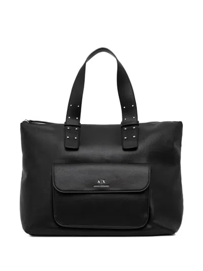 Armani Exchange Top-handle Tote Bag In Black