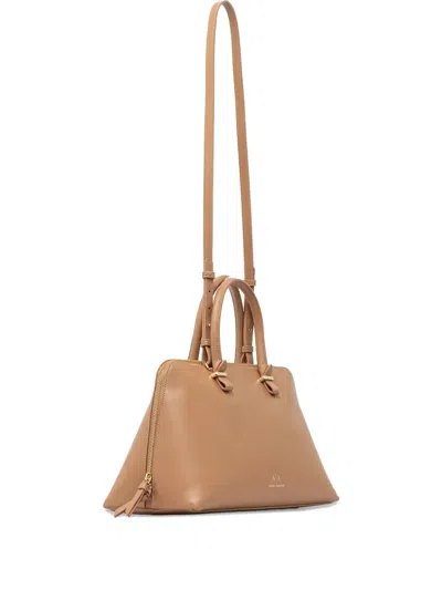 Armani Exchange Top-handle Zip-top Tote Bag In Brown
