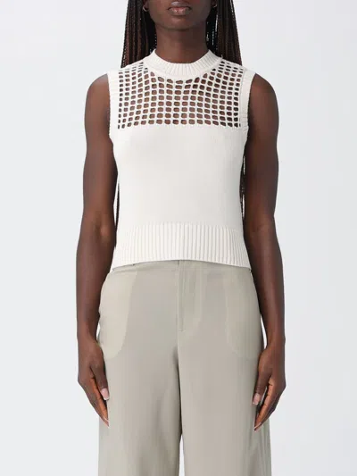 Armani Exchange Open-knit Sleeveless Top In White