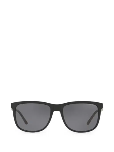 Armani Exchange Tortoiseshell-effect Rectangle-frame Sunglasses In Black