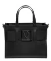 Armani Exchange Large Tote Bag With Double Handles And Shoulder Strap In Black