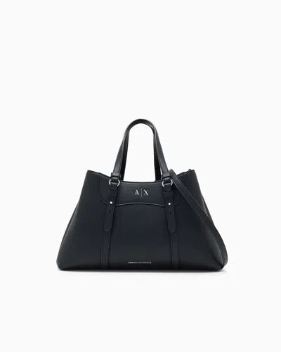 Armani Exchange Tote Bag In Coated Fabric In Black