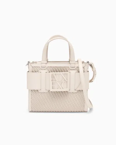 Armani Exchange Tote Bag With An Embossed Texture In White