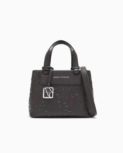 Armani Exchange Tote Shopping Bag With Coated Belts In Brown