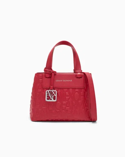 Armani Exchange Tote Shopping Bag With Coated Belts In Red