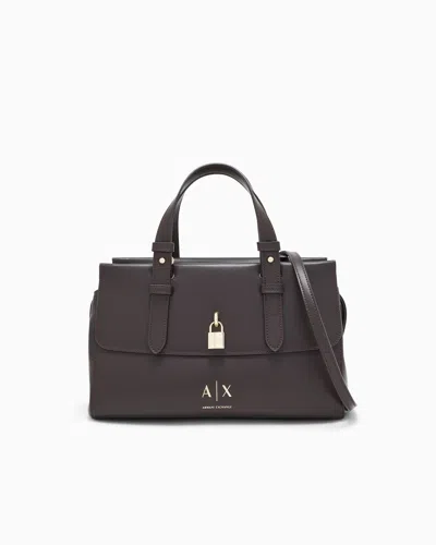 Armani Exchange Tote Shopping Bag With Coated Exterior In Brown