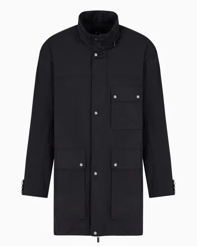 Armani Exchange Trench With Maxi Pockets In Navy Blue