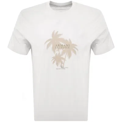 Armani Exchange Tropical Logo T Shirt Off White
