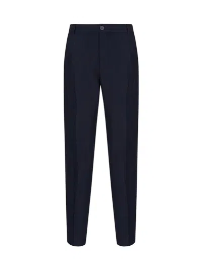 Armani Exchange Logo-plaque Trousers In Deep Navy