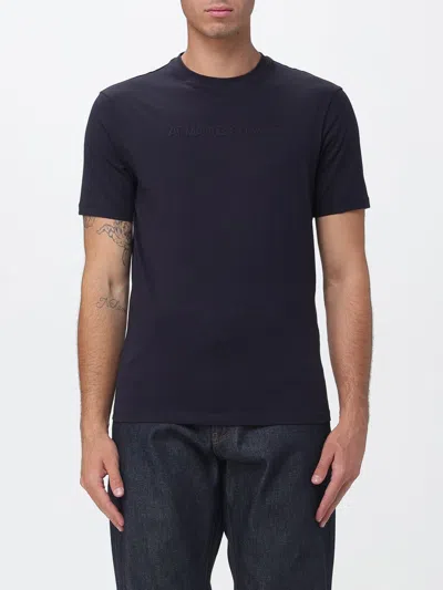 Armani Exchange Logo-embossed T-shirt In Blue