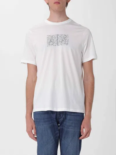 Armani Exchange Crew Neck T-shirt With Lettering Logo  In White