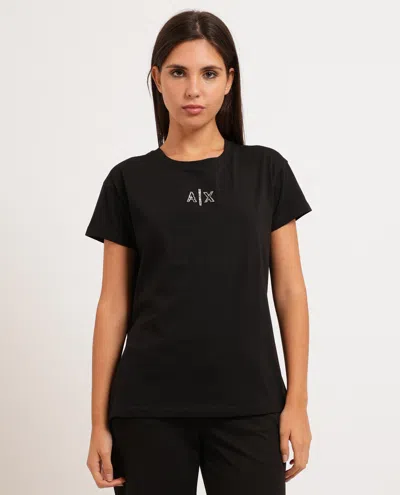 Armani Exchange Boyfriend Fit Top In Cotton Jersey In Black