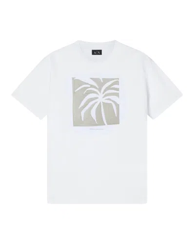 Armani Exchange Palm-print T-shirt In White