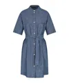 Armani Exchange Tied-waist Cotton Dress In Blue